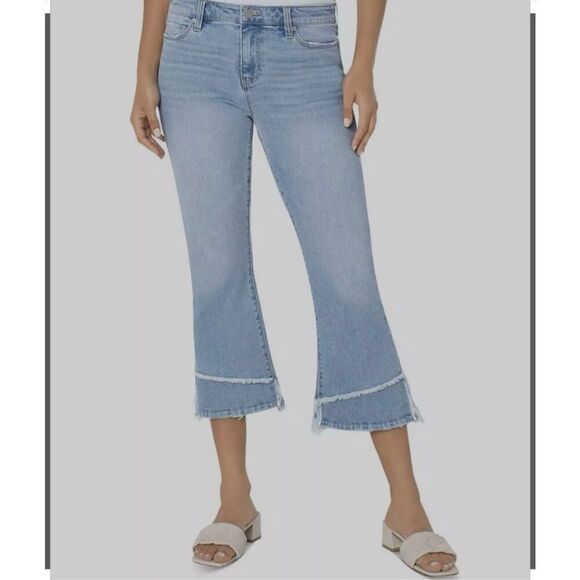 Liverpool Women’s 4 Hannah Cropped Flare Jeans Light Wash Fringe Denim - Picture 1 of 8